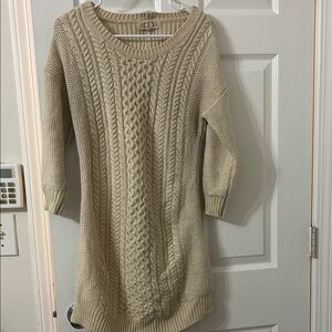 Pink Rose Tan Cable Knit Sweater